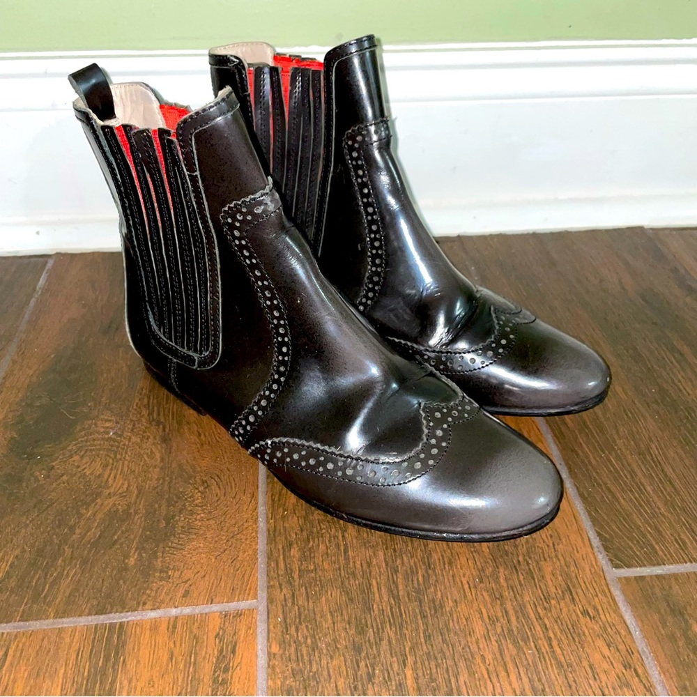 Boden Brogue Ombre Oxford Black- Gray Chelsea Booties Size 39